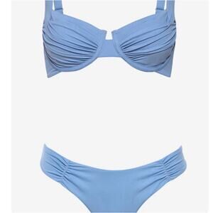 Vetchy Blue Ruched Underwire Bikini Set Womens XS Top S Bottom NWT Swimwear